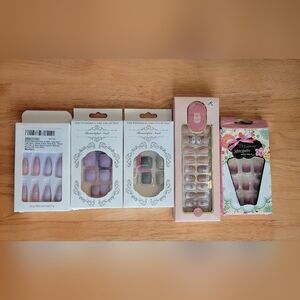 Press on Nails Bundle, Set of Five, Purple and Pink, NIB